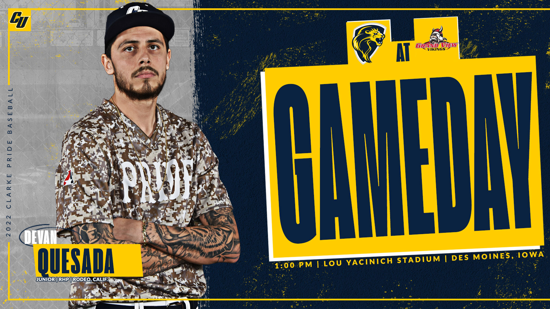 Gameday
1:00 PM | Lou Yacinich Stadium | Des Moines, Iowa
Devan Quesada
Junior | RHP | Rodeo, Calif.