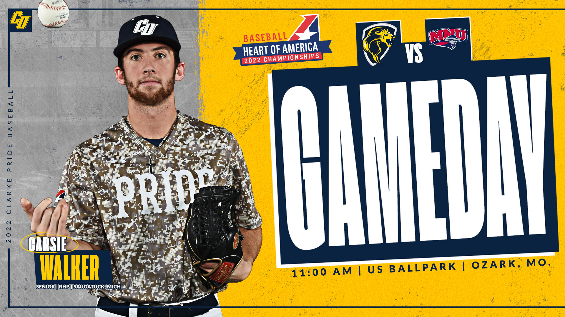 Gameday
11:00 AM | US Ballpark | Ozark, Mo.
Carsie Walker
Senior | RHP | Saugatuck, Mich.