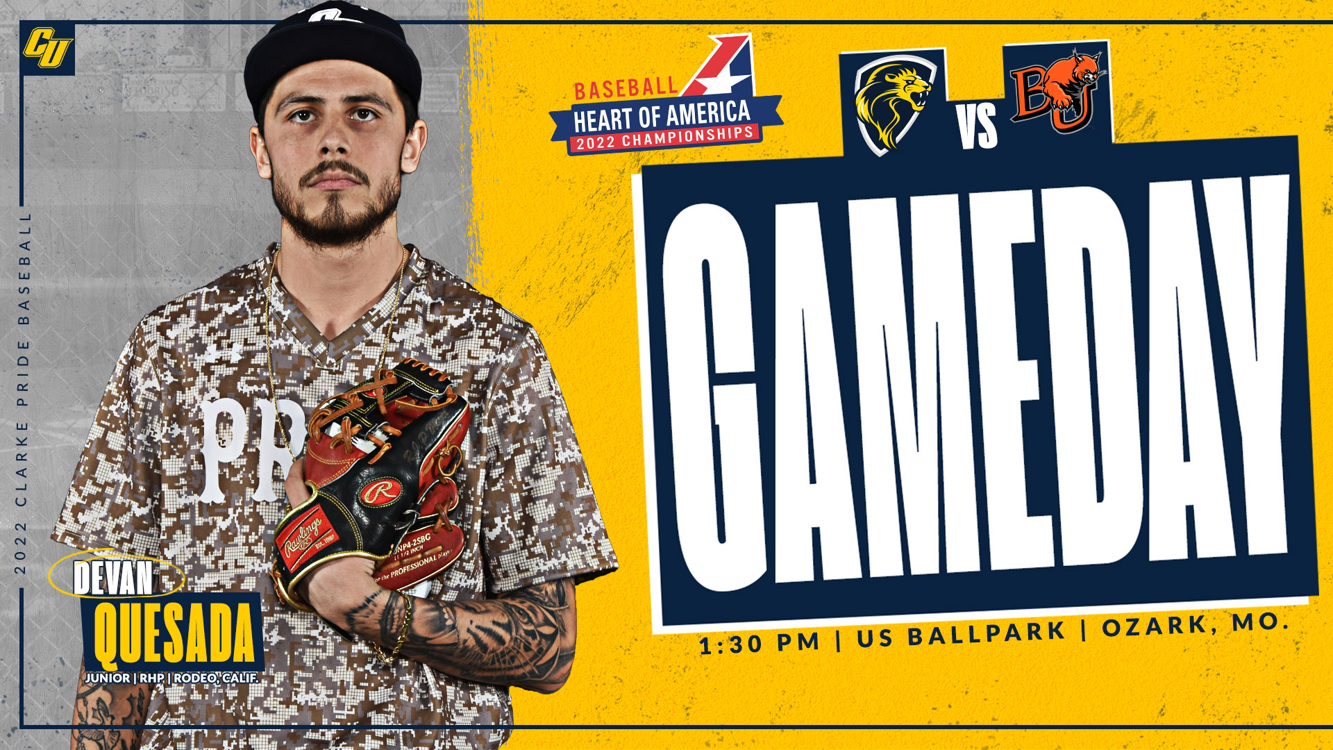 Gameday
1:30 PM | US Ballpark | Ozark, Mo.
Devan Quesada
Junior | RHP | Rodeo, Calif.