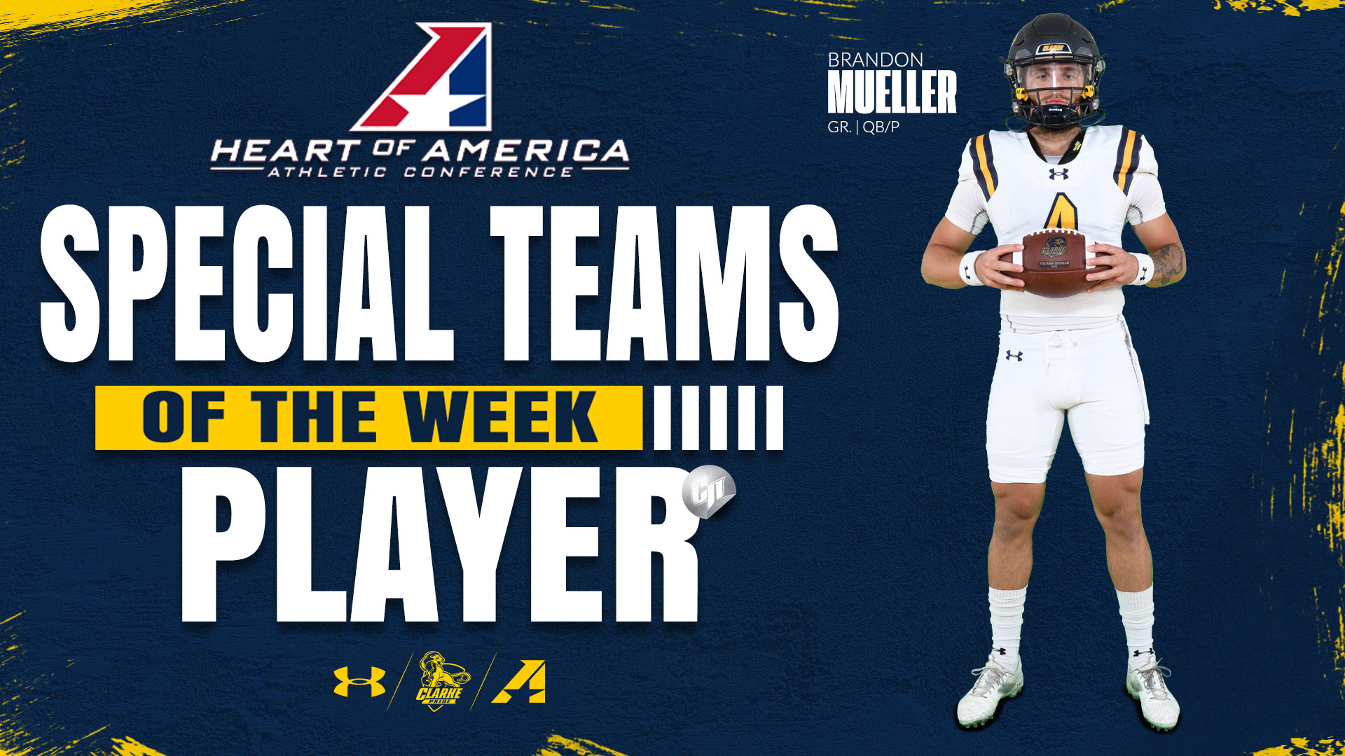 Mueller earns Heart Special Teams Player of the Week for punting performance in win
