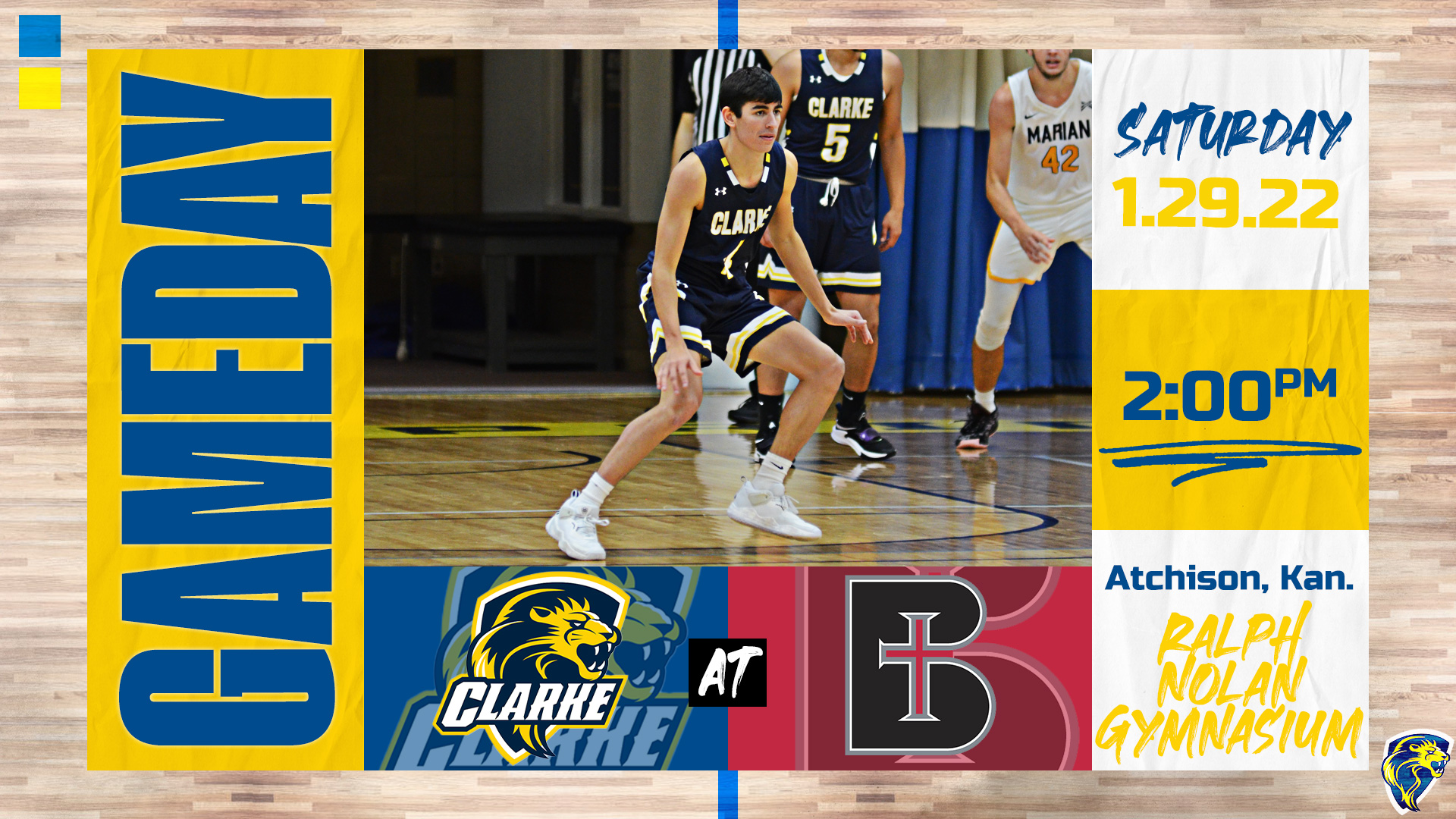Gameday 
Saturday
1.29.22
2:00 PM
Atchison, Kan.
Ralph Nolan Gymnasium