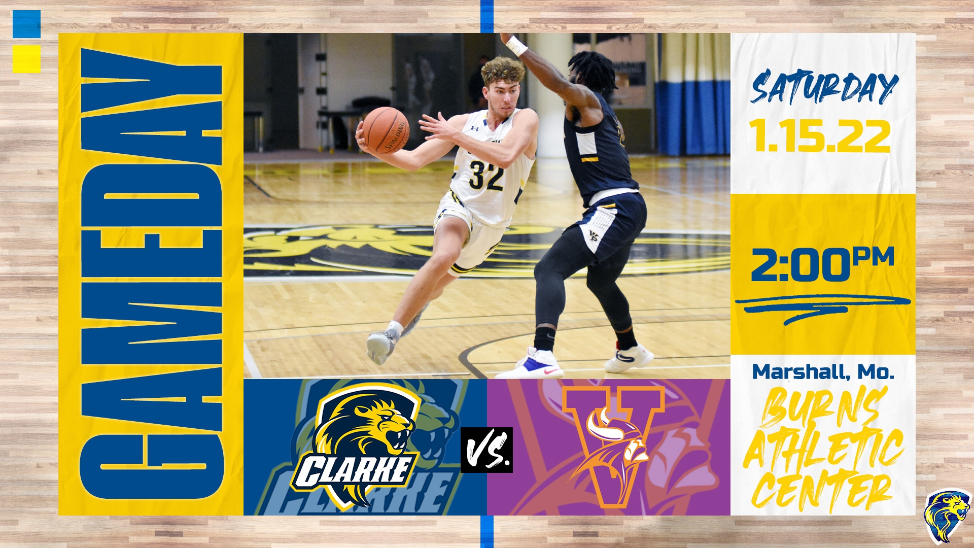 Gameday
Saturday 
1.15.22
2:00 PM
Marshall, Mo.
Burns Athletic Center