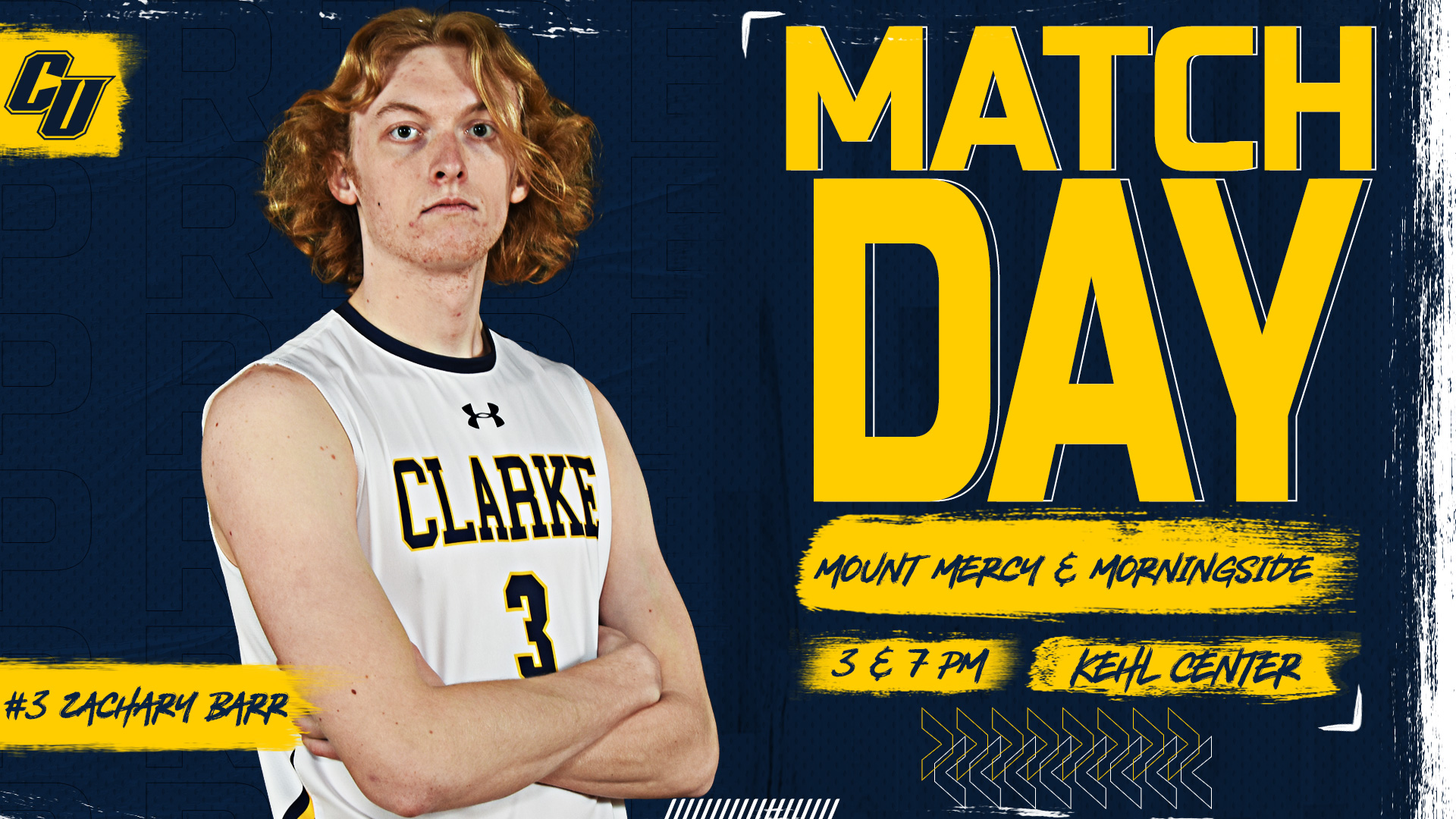 Matchday
Mount Mercy & Morningside
3 & 7 PM
Kehl Center
#3 Zachary Barr