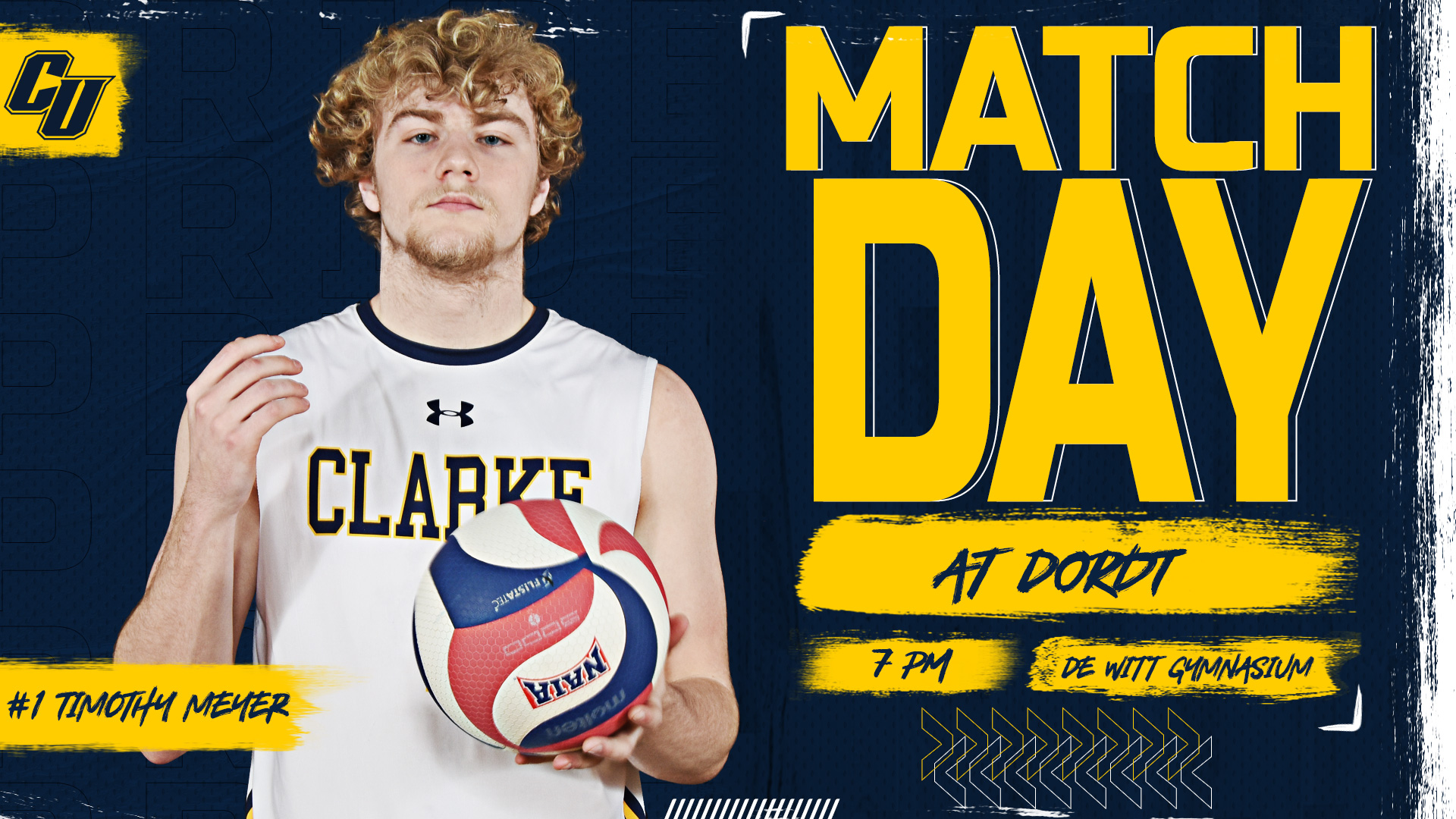 Matchday
At Dordt
7 PM De Witt Gymnasium
#1 Timothy Meyer