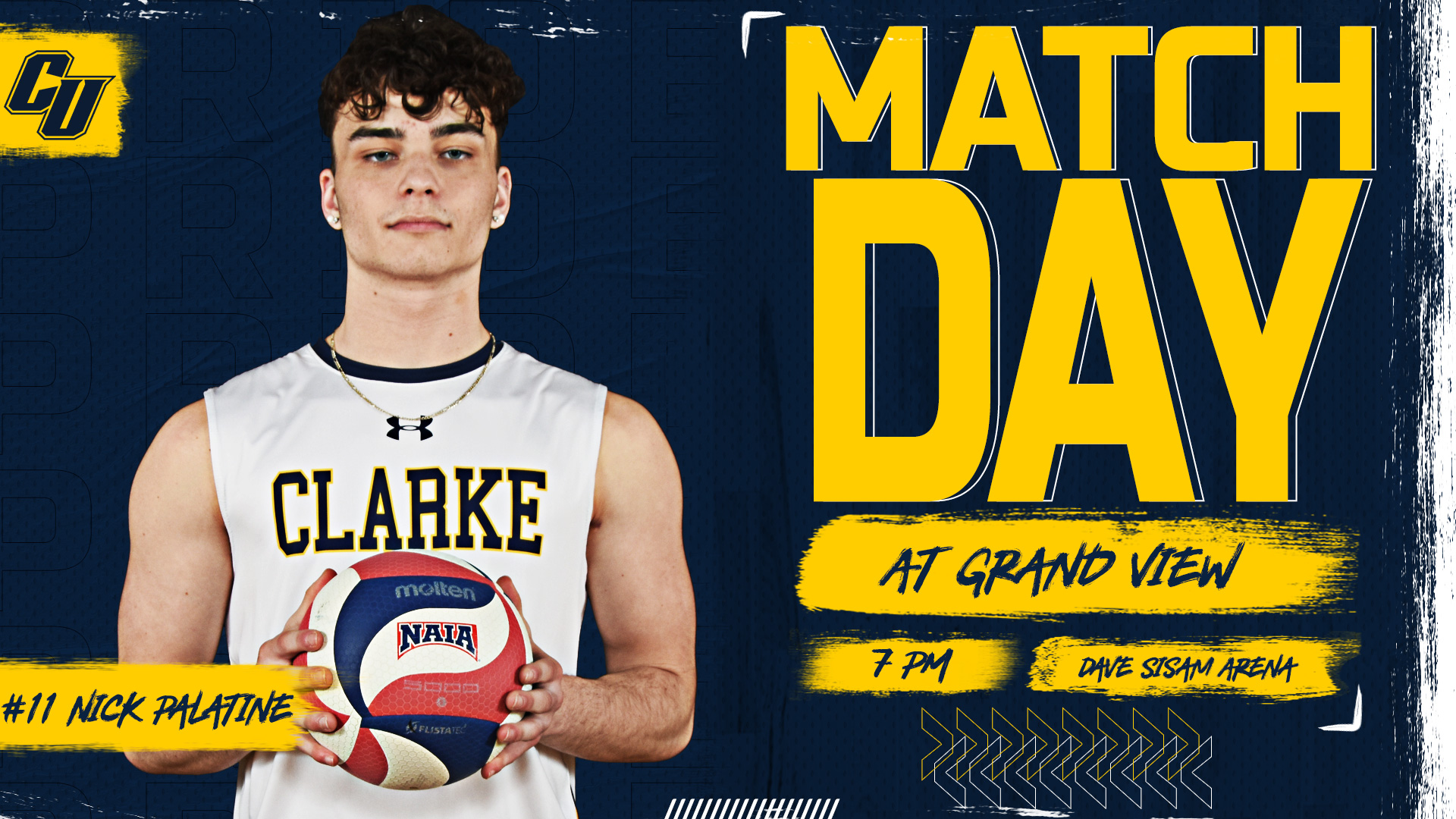 Matchday
At Grand View
7 PM | Dave Sisam Arena
#11 Nick Palatine