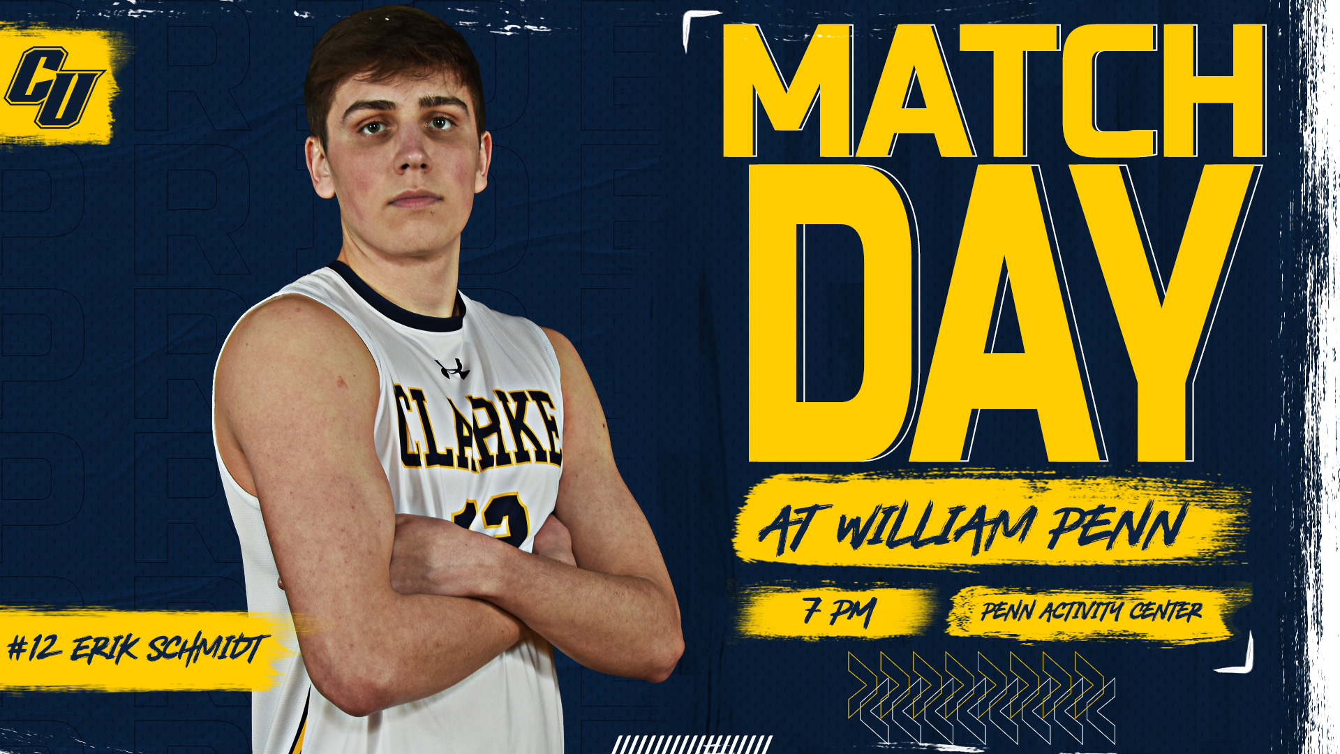 Matchday
At William Penn
7 PM Penn Activity Center
#12 Erik Schmidt