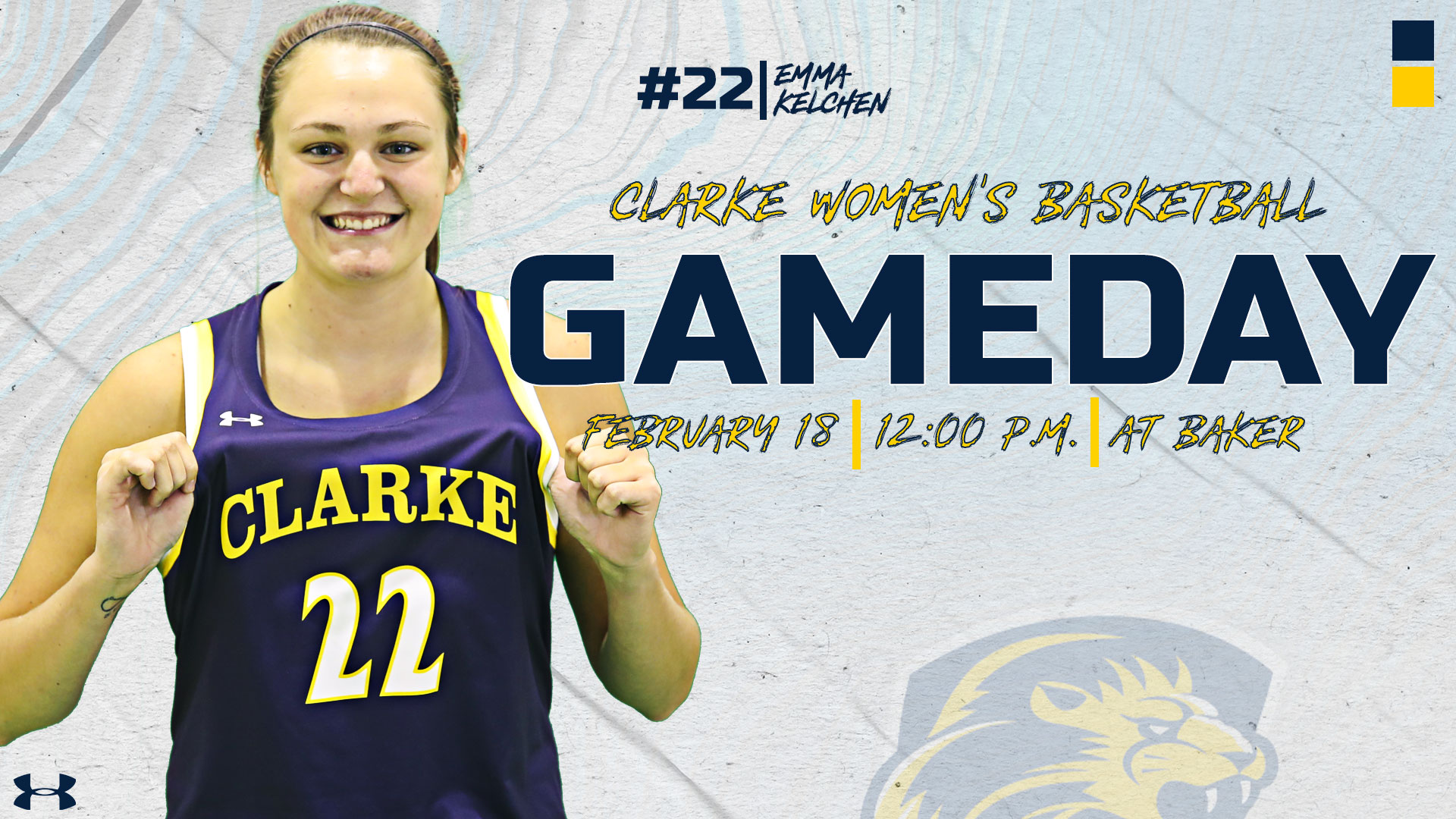 #22 | Emma Kelchen
Clarke Women's Basketball
Gameday
February 18 | 12:00 PM | at Baker