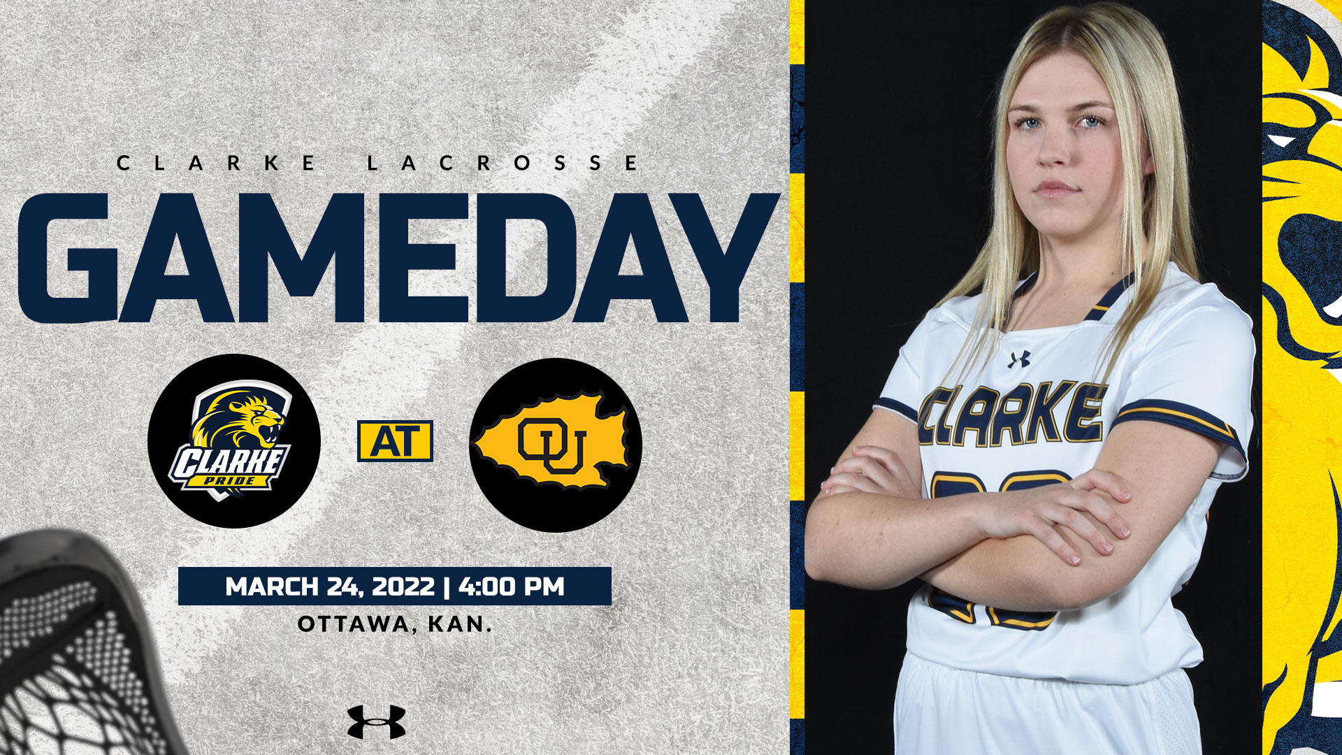 Clarke Lacrosse
Gameday
March 24, 2022 | 4:00 PM
Ottawa, Kan.