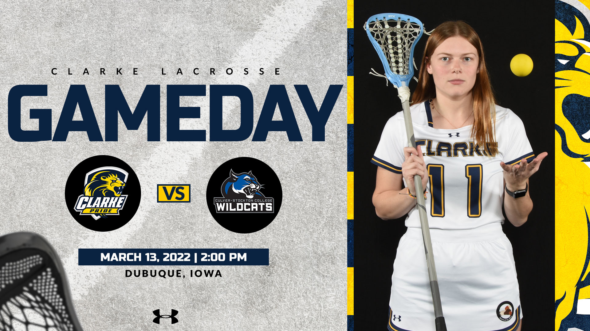 Clarke Lacrosse
Gameday
March 13, 2022 | 2:00 PM
Dubuque, Iowa