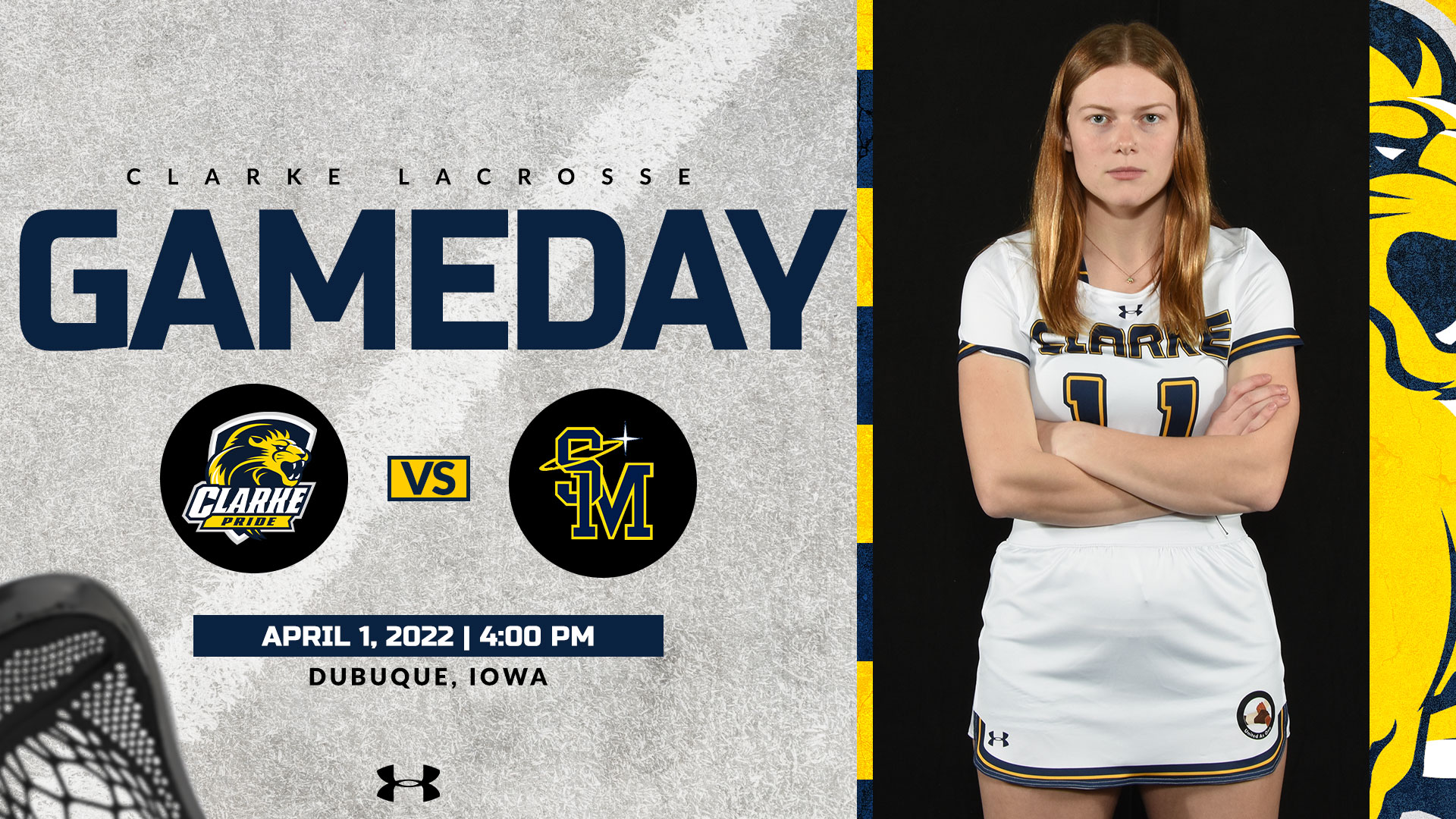 Clarke Lacrosse
Gameday
April 1, 2022 | 4:00 PM
Dubuque, Iowa
