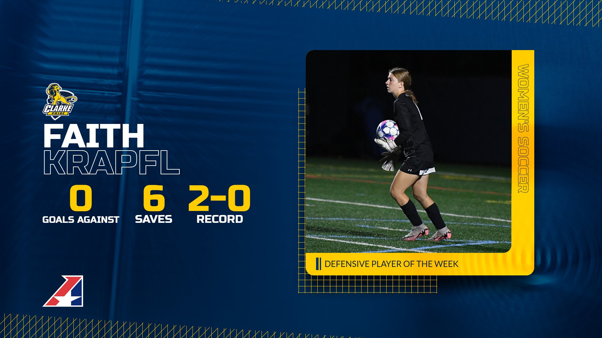 Krapfl receives third-career Heart Weekly Honor for back-to-back shutout wins